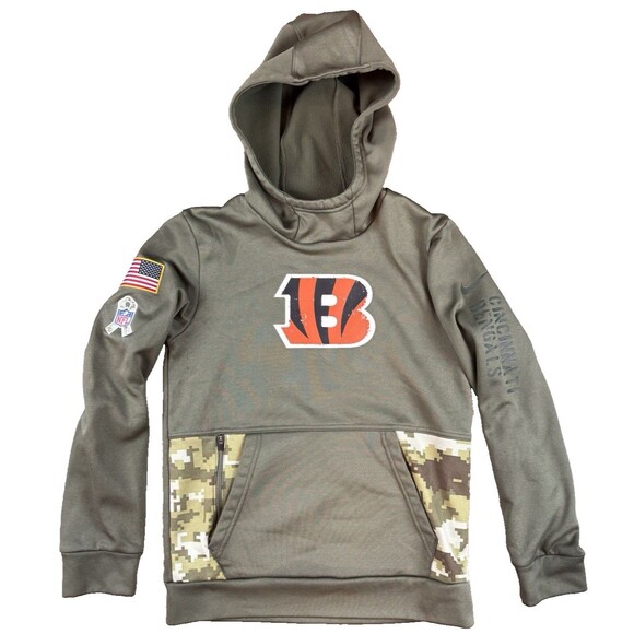 Cincinnati Bengals Hoodie Youth Medium NFL Football Salute to Service Nike Camo - Picture 1 of 6